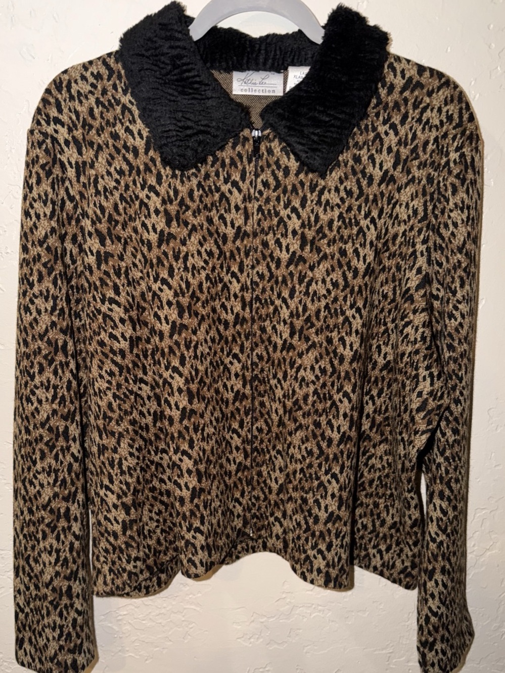 Vintage Kathie Lee Collection leopard print cardigan Leopard Print Zip Cardigan